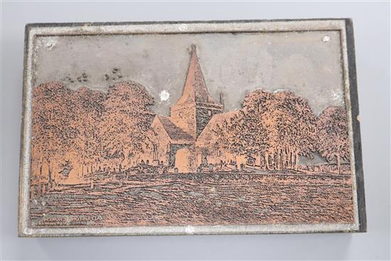 Leslie W. Rowsell - five printing blocks with views of Alfriston and Littlington